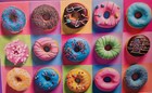 Assorted Bakers Dozen Pink Blue Glazed Sprinkle Donuts 350 Jigsaw Puzzle 20" New — photo 1