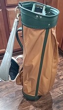 60 s Vintage Leather Golf Bag w/ Shoulder Strap - Nice Condition W/ Extras