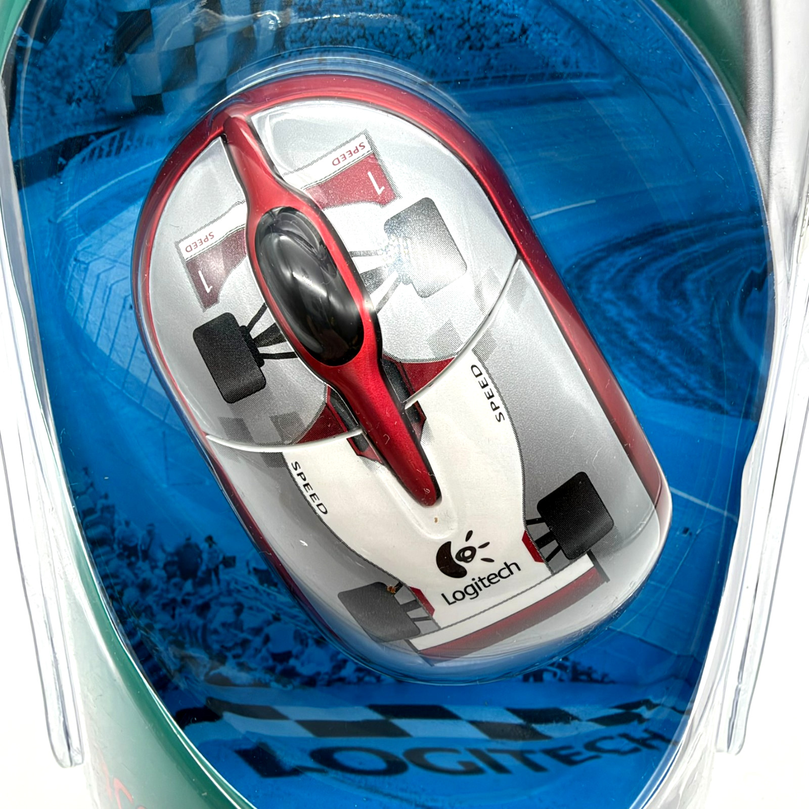 Mouse óptico Logitech de 3 botones blanco Speed Car Racer USB nuevo para PC y MAC, imagen 2