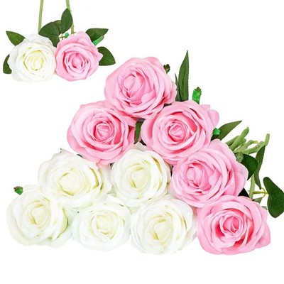 12 Stück Künstliche Rosen Blumenstrauß Kunstseide Blumen Home Wedding...