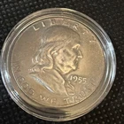 1955 Franklin Half Dollar 90% Silver Toned Proof No Mint Mark Estate Coins