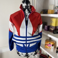 Adidas Big Kid Large Trefoil Red White Blue Zip-Up Track Jacket  Medium NWT