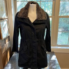 H M L.O.G.G. Black Cotton Utility Jacket Removable Quilted Liner Women  s US 4