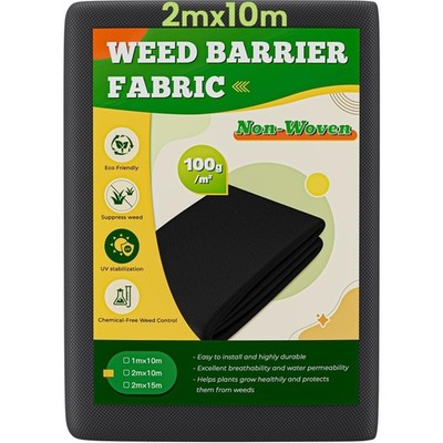 Unkrautvlies Gartenvlies 100g/m² 2mx10m gegen Unkraut Wasserdurchlässig UV