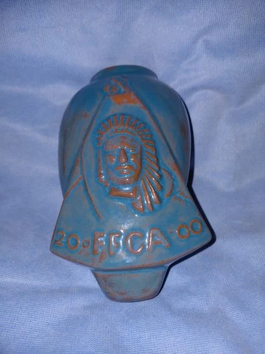 Vintage Frankoma Designed By Joniece Frank Wall Vase 2000 FFCA Indian Embossed