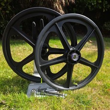 Skyway Tuff II 20” Black BMX Mag Wheels – NO Reflector Holes Raleigh Burner BMX