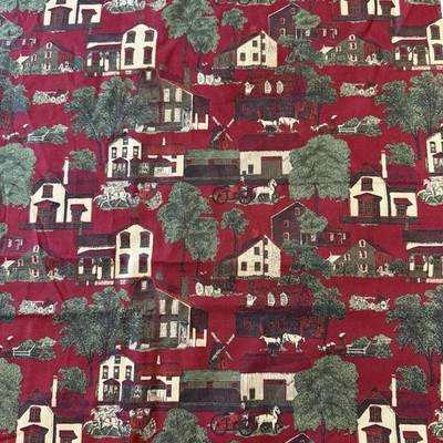 County Fair Red Cotton Country Farmhouse Horse  VTG Hoffman Fabric 3.5yds x 43 