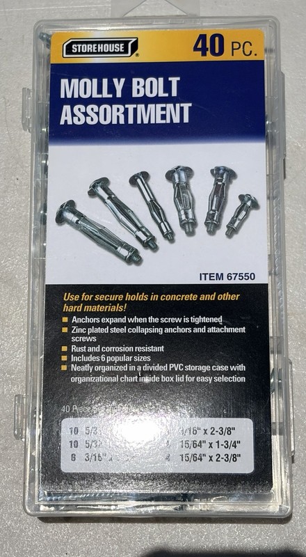 Storehouse Molly Bolt Assortment 40-Pack Zinc Plated Steel 67550