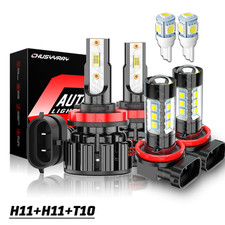 For Nissan Kicks 2016-2024 White 6000K LED Low Beam Headlight + Fog Lamp Bulbs