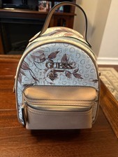GUESS Mujer Blanco Tostado Logo Estampado Floral Mochila Bolso Bolso Cartera
