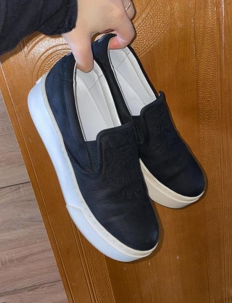 Women Kenzo Loafers Black Leather 37.5