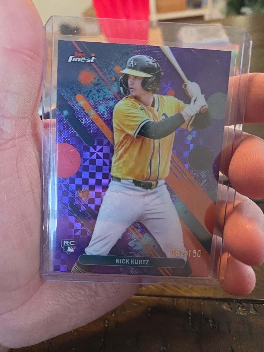 NICK KURTZ 2025 TOPPS FINEST COMMON ROOKIE PURPLE RC 52/150 Oakland Athletics As