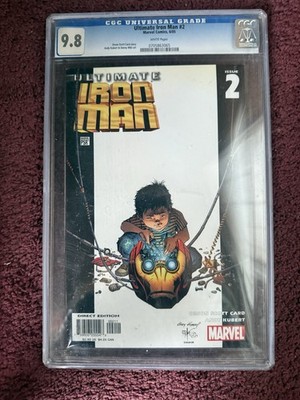 Ultimate Iron Man #2 CGC 9.8 WP Signed Card Kubert Marvel 2005 Key