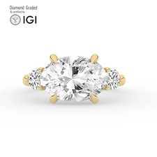Oval Diamond Trilogy Ring 14k Yellow Gold Labgrown 5.60 Ct Solitaire