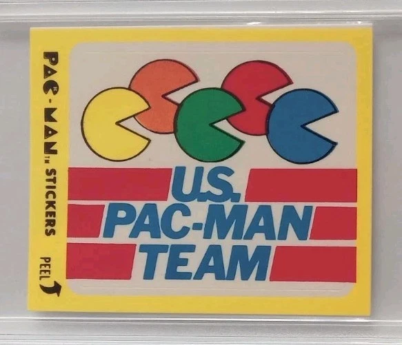FLEER 1980 PAC MAN STICKER TRADING CARD #4 U.S PAC MAN TEAM GRADED 9  SERIES 1 - Image 2 of 4