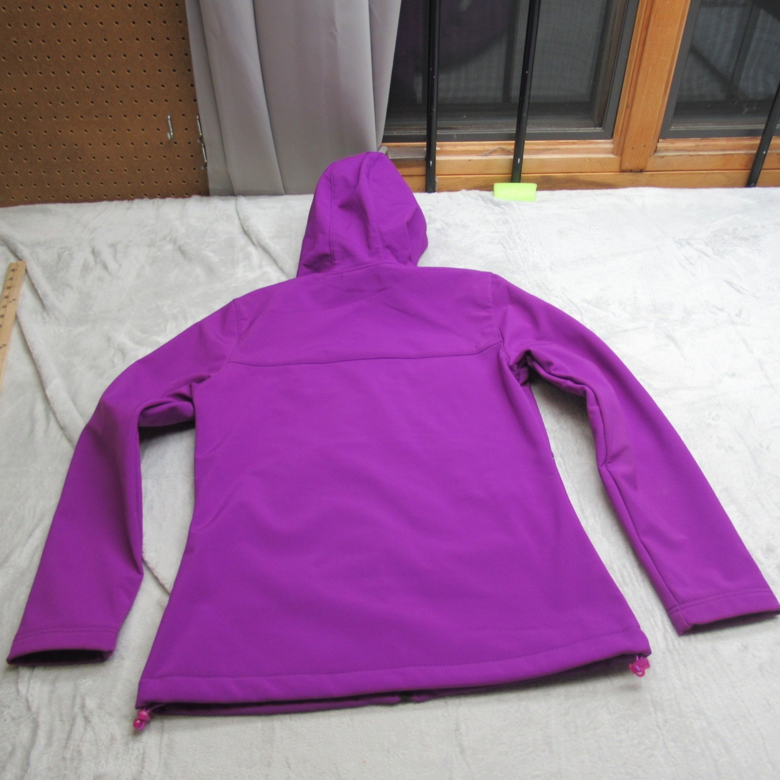 New Balance Jacket Women Small Purple Softshell Hood Full Zip Rain Wind Jog Wick thumbnail 3
