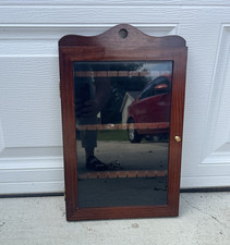 Wall Mounted Brown Wood Display Cabinet 20x15x20, Glass Door, 3 Shelves