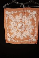 Vintage 1960's Brown White Fine Silk Scarf 28" X 28" Excellent Condition