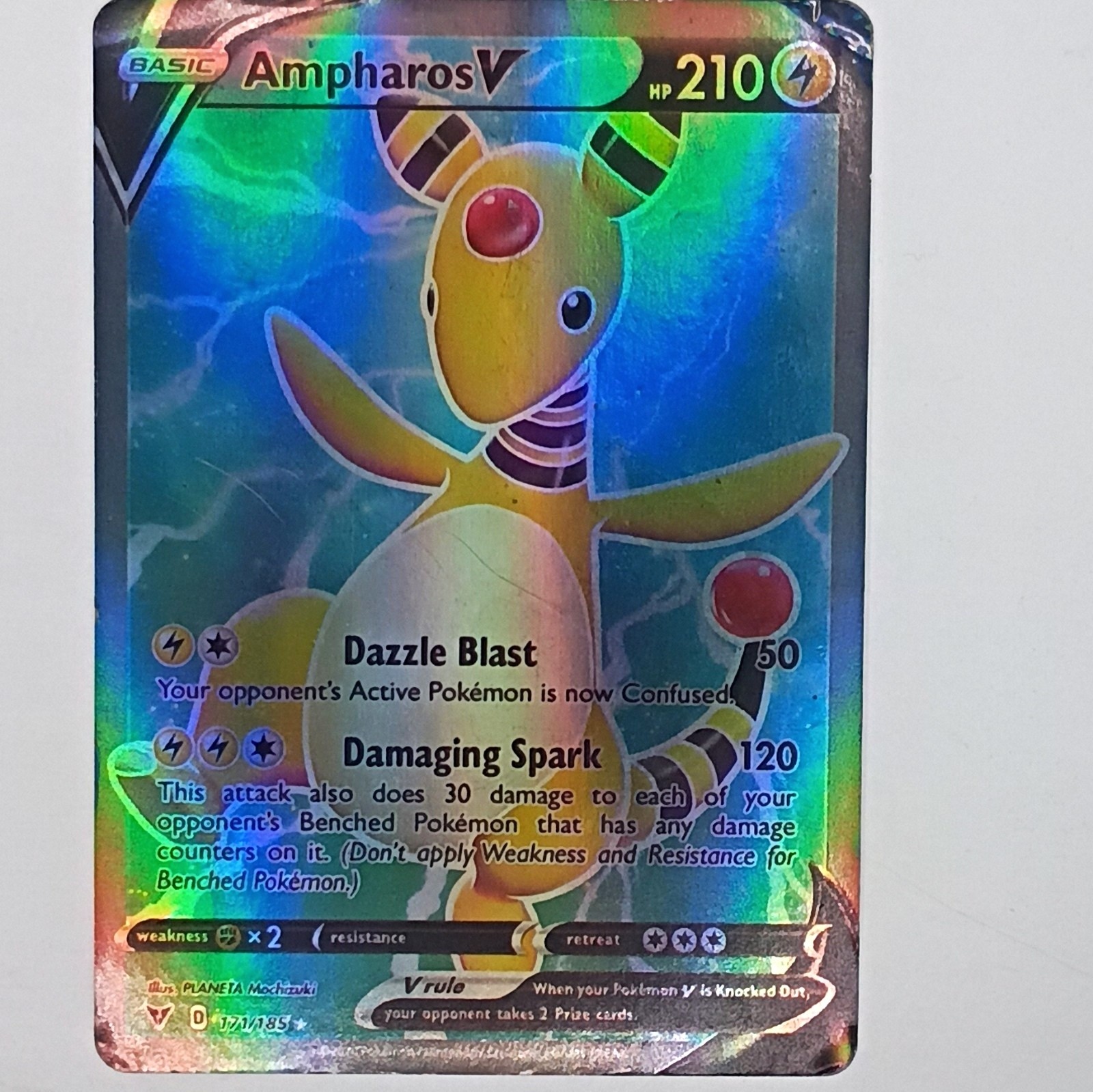 The Pokémon Company Ampharos V Full Art Holo Ultra Rare 171/185 210 HP EN