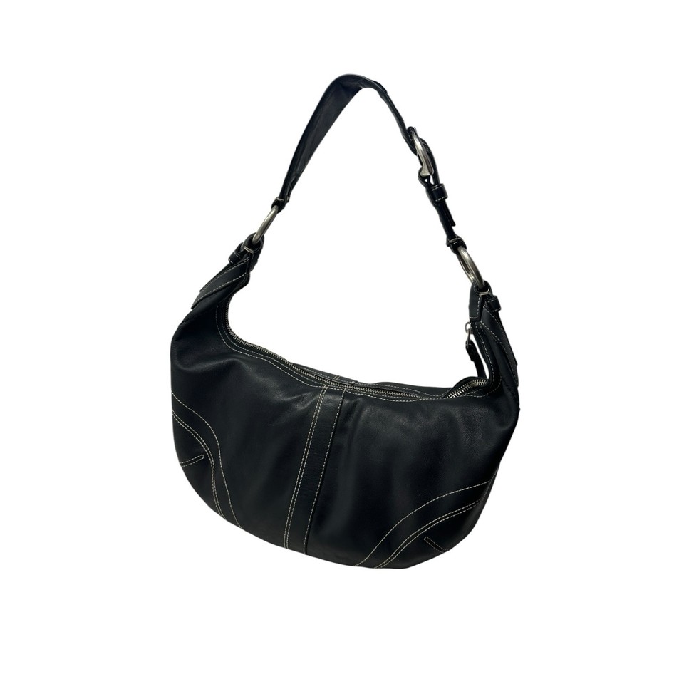 VTG COACH Black Leather Slouch SoHo Bag 100032 Crescent Y2K Shoulder Purse