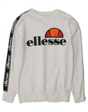 ELLESSE Womens Graphic Sweatshirt Jumper UK 12 Medium White Colourblock CK12