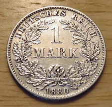 Germany 1880-D 1 Mark *AU* *tough Munich date*