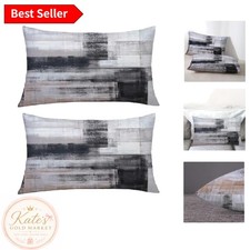 Fashionable Black Gray Velvet Decorative Pillow Covers, 12x20 in Set of 2