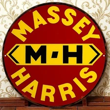 Round Massey Harris Vintage Farm Tractor Tin Metal Signs Home Décor 8x8