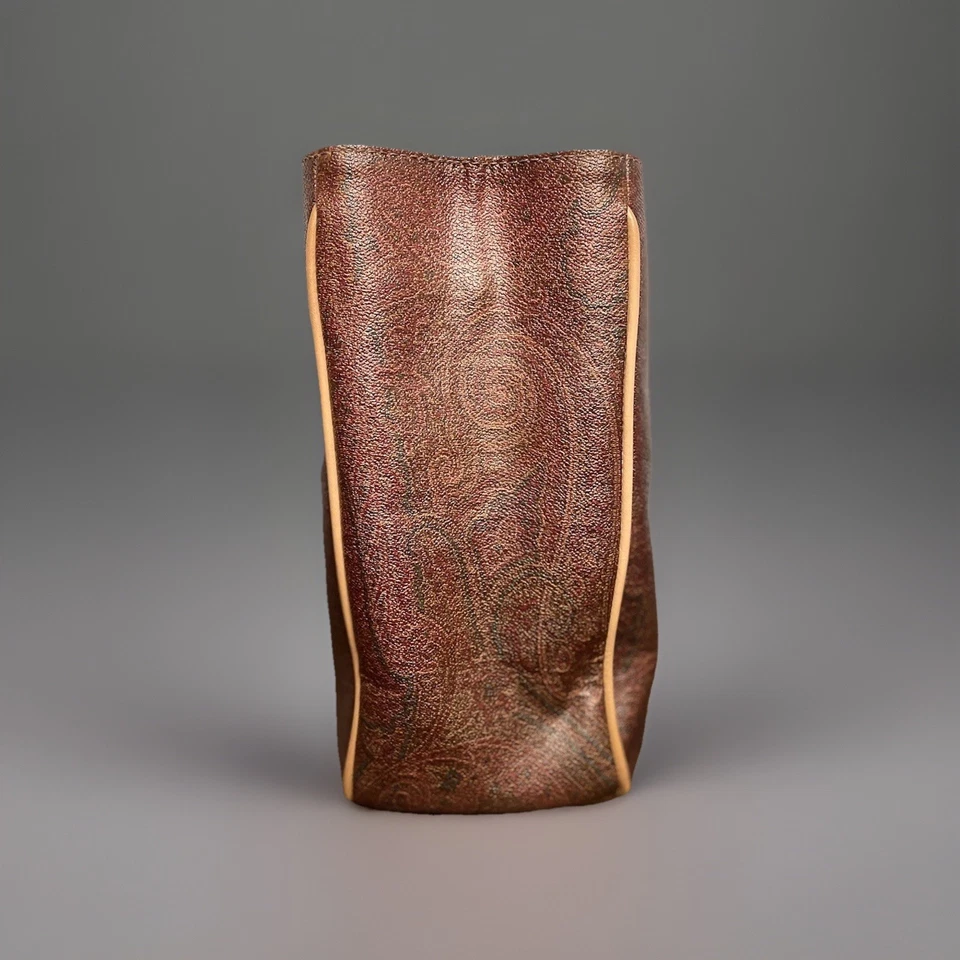 RARE Etro Paisley Red PVC Canvas Vachetta Leather Tote Bag + Clutch $1250 - Image 4 of 4