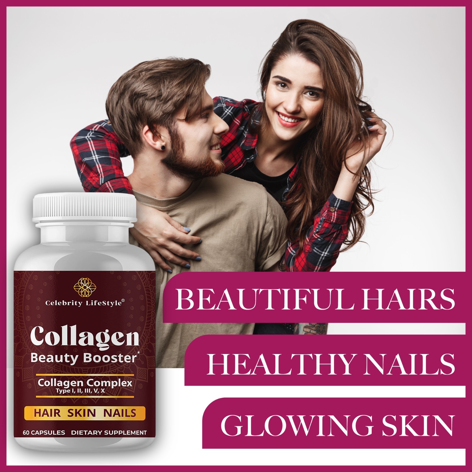 Beauty Booster for Hair Skin & Nails Growth, Collagen & Vitamins for Women & Men