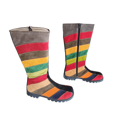 CAT Yoaan suede stripe tall boots 8 rainbow