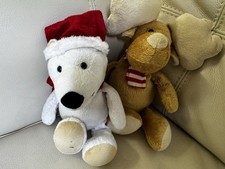 2 Kinder Chocolate Plush Soft Toys Christmas Reindeer Moose & White Polar Bear