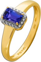 Tansanit Ring Gold 585 14K Natur Tansanit 0.56Ct Natur Diamanten 0.10Ct