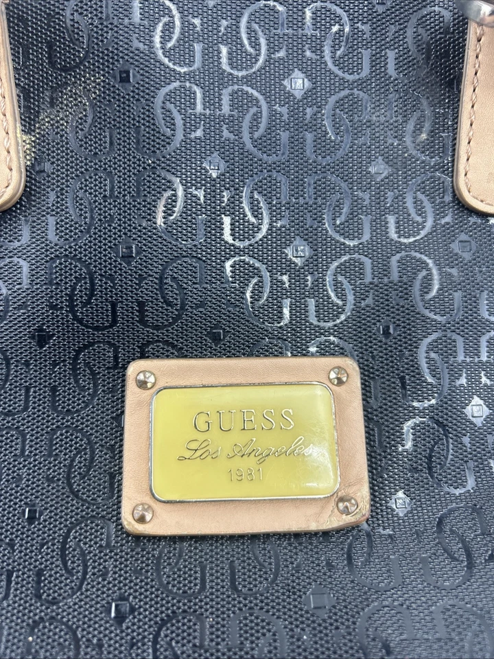 VTG Guess Los Angeles 1981 PVC Studded Handle Handbag/Shoulder Satchel/Bag Charm Foto 2 de 4