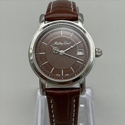 Mathey-Tissot D31186 Womens Watch 28mm Brown Dial Date Leather Swiss New Battery