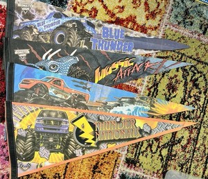 Vintage/Rare Monster Jam Blue Thunder Jurassic Attack Destroyer Pennants Lot.!!