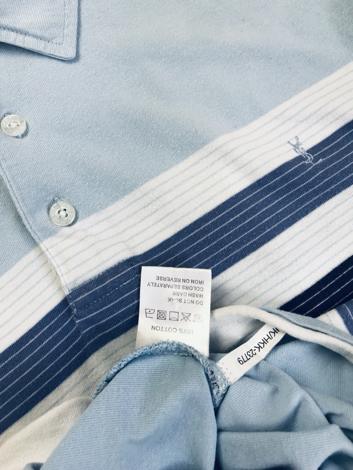 Polo YSL Yves Saint Laurent blu a righe vintage taglia XXL