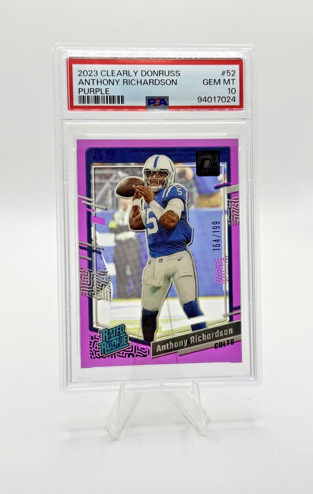 Anthony Richardson Panini Clearly Donruss #52 Purple