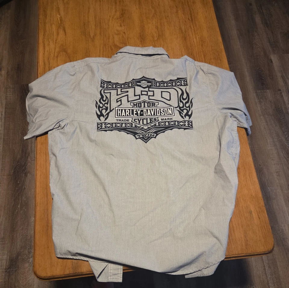 Мужская футболка Harley Davidson Performance короткий рукав в полоску серая черная большого размера - Изображение 2 из 3