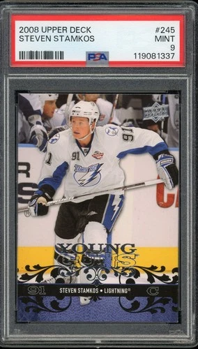 2008 UPPER DECK STEVEN STAMKOS YOUNG GUNS #245 RC PSA MINT 9 Tampa Bay