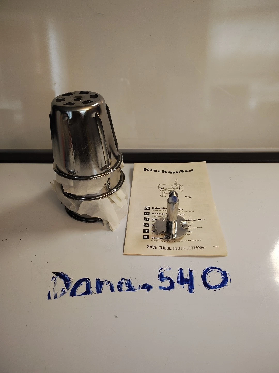 KitchenAid Rotor Slicer & Shredder. RVSA Shaft + 4 Blades & Instructions Only.