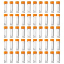 50 PCS 5ml Flat Bottom Plastic Graduated Sample Vial Container Tubes Caps