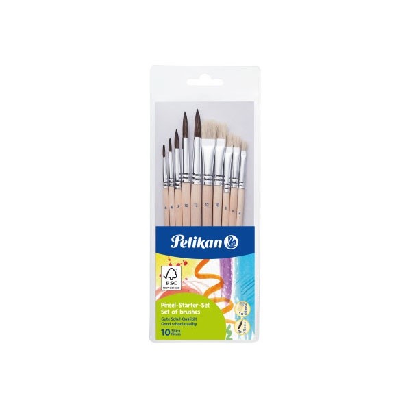 Pelikan Pinsel Set Starter 10 Teilig Haarpinsel Borstenpinsel Neu Ovp-image
