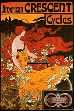 Girl Bicycle Bike Cycle American Crescent Art Deco Vintage Poster Repro FREE S/H