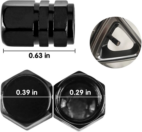 4X Black Aluminum Metal Wheel / Tire Valve Stem Car-Truck Air Caps Covers - 第 12/12 張圖片