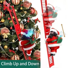 Animated Electric Climbing Ladder African American Santa Claus Christmas Decor