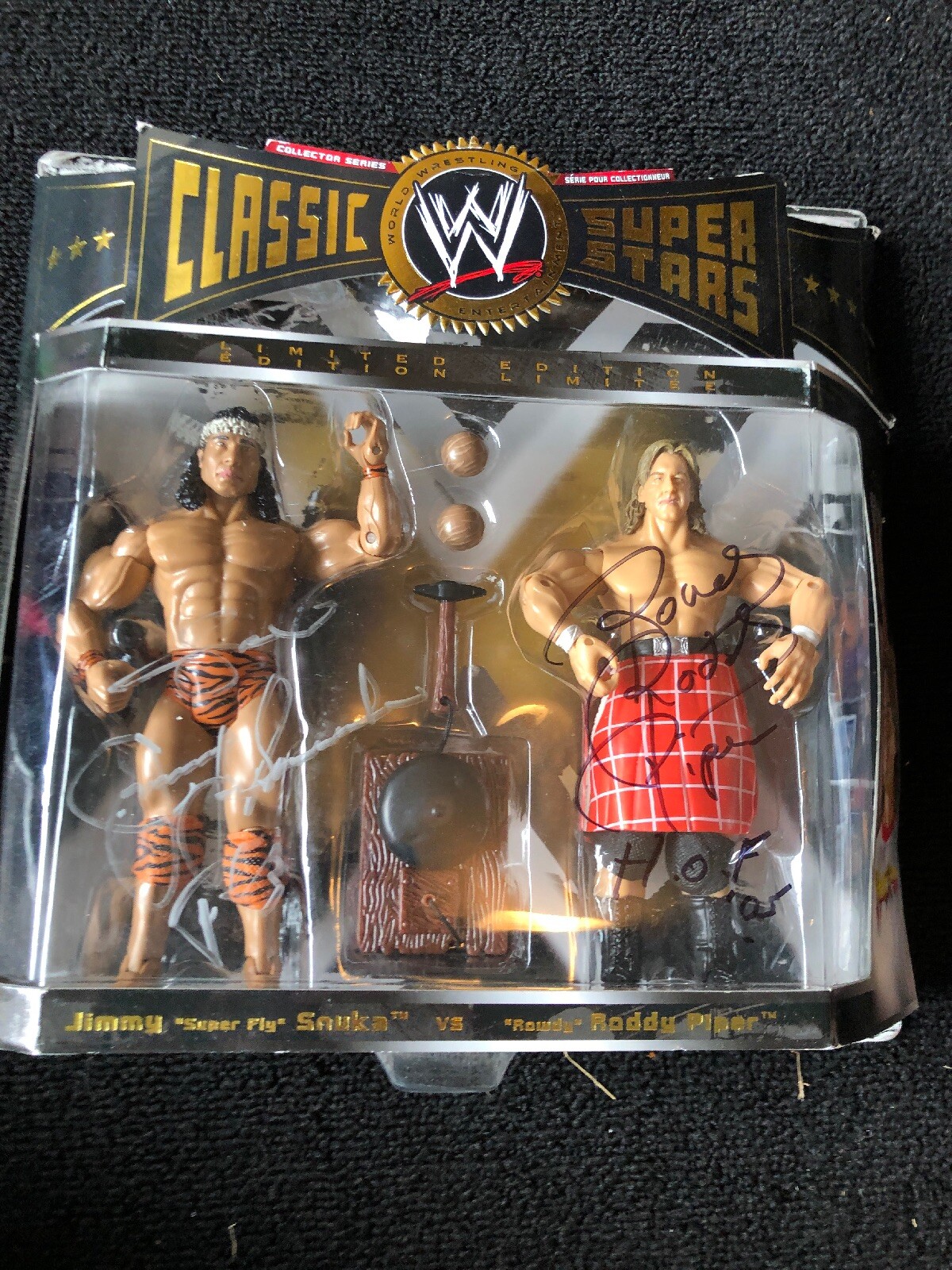 WWE WWF Classic Superstars Jimmy Snuka Roddy Piper Signed Auto Wrestling Figure WWE WWF Classic Superstars Jimmy Snuka Roddy Piper Signed Auto Wrestling Figure