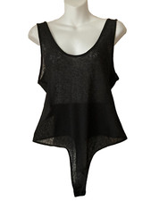 Lady's Sz M Intimately Free People Black Thong Bodysuit Clean Lines Scoop NEW