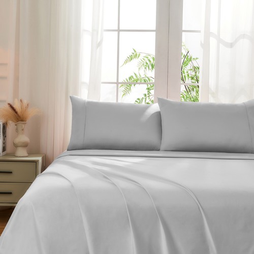 100% Pure Cotton Sheet Sets Deep Fitted Flat Sheet Pillwocases Breathable Soft - Picture 28 of 43
