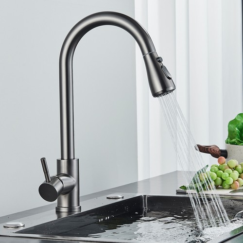 Grifo de cocina extensible de acero inoxidable con ducha 360° cocina batería mezcladora grifo - Imagen 119 de 151